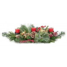 Premier Decorations 60cm Natural 3 Candle Christmas Centre Piece - Green