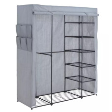 Home Covered Triple Wardrobe with Storage - Grey